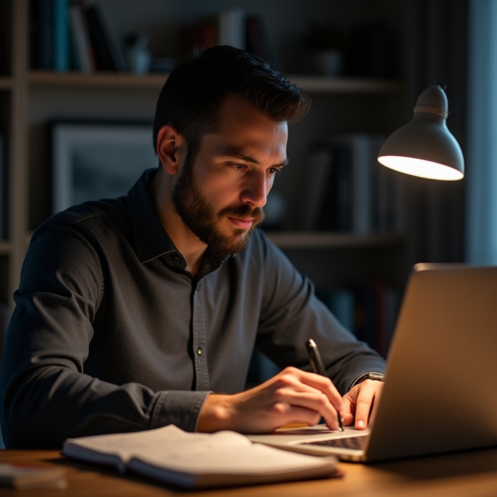 Участник онлайн-занятия по тайм-менеджменту за ноутбуком