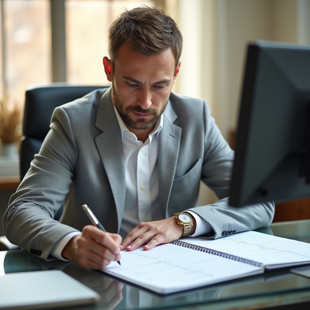 Руководитель изучает программу курса тайм-менеджмента