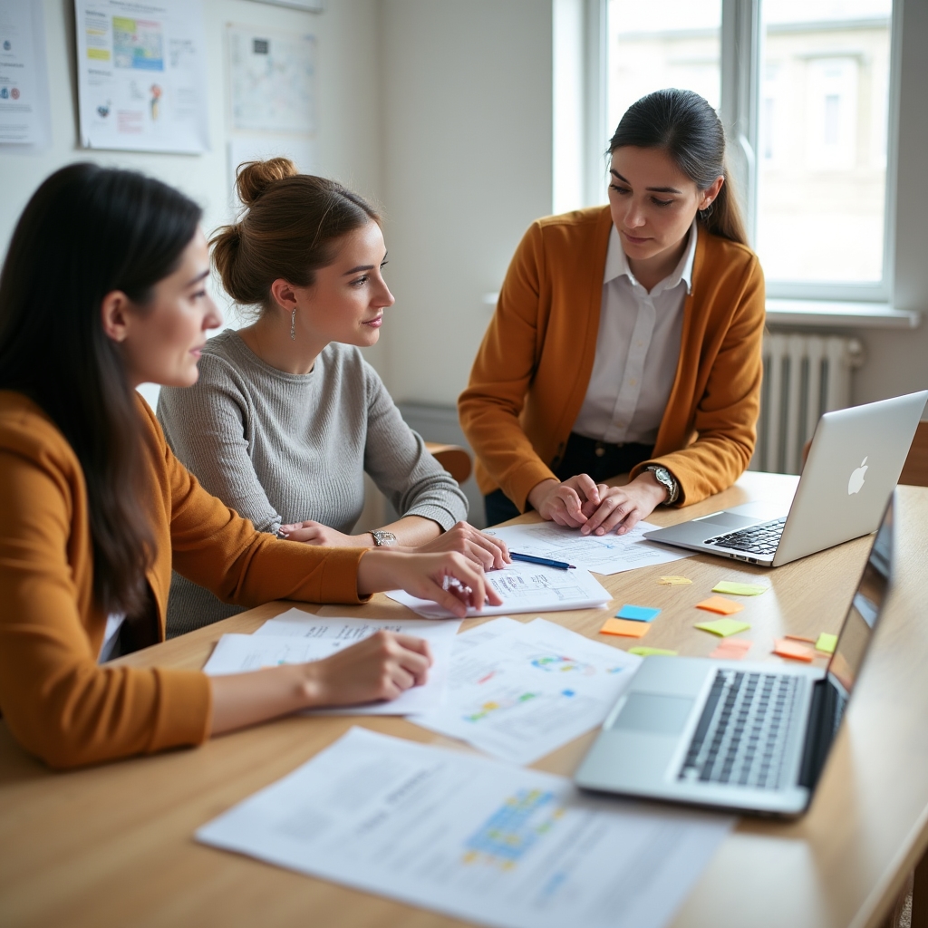 Команда тренеров обсуждает программу занятий